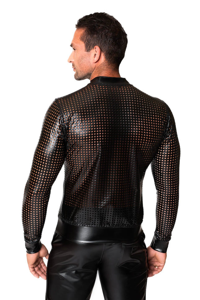 schwarze Powerwetlook Jacke H076 von Noir Handmade Chaos Collection - Herren-Jacke