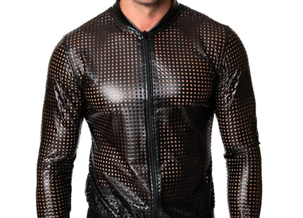 schwarze Powerwetlook Jacke H076 von Noir Handmade Chaos Collection - Herren-Jacke