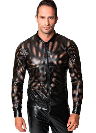 schwarze Powerwetlook Jacke H076 von Noir Handmade Chaos Collection - Herren-Jacke