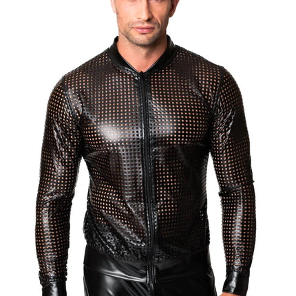 schwarze Powerwetlook Jacke H076 von Noir Handmade Chaos Collection - Herren-Jacke
