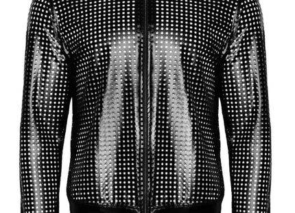schwarze Powerwetlook Jacke H076 von Noir Handmade Chaos Collection - S / schwarz - Herren-Jacke