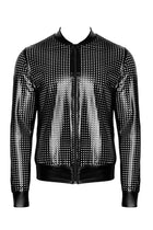 schwarze Powerwetlook Jacke H076 von Noir Handmade Chaos Collection - S / schwarz - Herren-Jacke