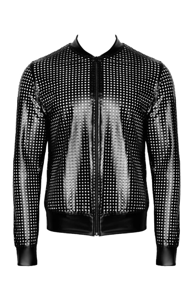 schwarze Powerwetlook Jacke H076 von Noir Handmade Chaos Collection - S / schwarz - Herren-Jacke