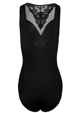 schwarzer Body mit Netzeinsatz und Spitze KA923328 von Kalimo - Body