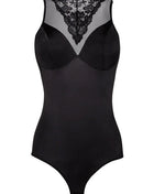 schwarzer Body mit Netzeinsatz und Spitze KA923328 von Kalimo - S / schwarz - Body