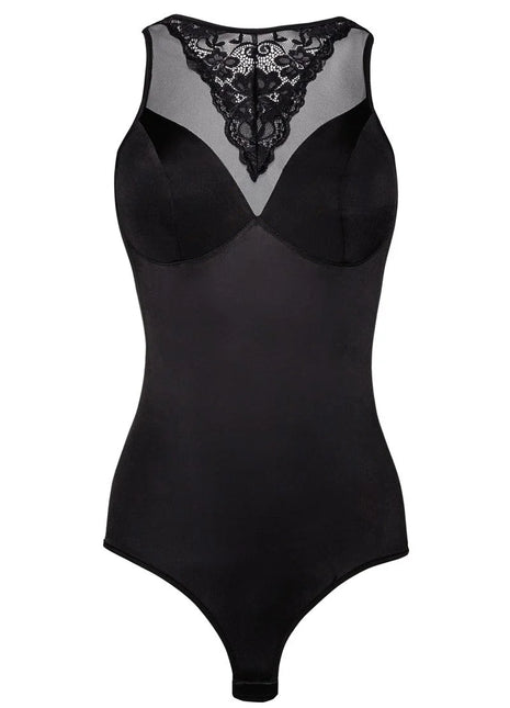 schwarzer Body mit Netzeinsatz und Spitze KA923328 von Kalimo - S / schwarz - Body