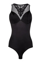 schwarzer Body mit Netzeinsatz und Spitze KA923328 von Kalimo - S / schwarz - Body