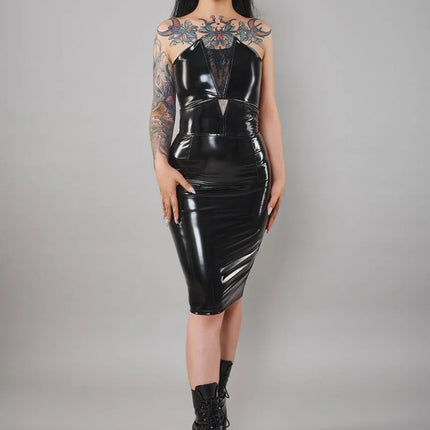 schwarzer Damen-Rock TDFinija001 von Demoniq Total Domination Collection - S, M, L, XL, XXL / schwarz - halblanger Rock