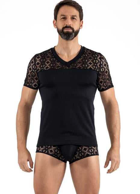 schwarzer Herren T-Shirt 2407-81 von Look Me - S / schwarz - Herren-Shirt