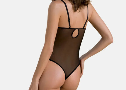 Schwarzer Netz-Body für Damen mit verstellbaren Trägern - Body