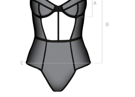 Schwarzer Netz-Body für Damen mit verstellbaren Trägern - Body