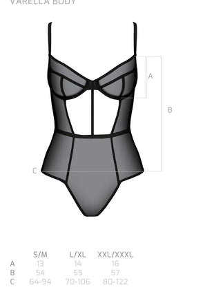 Schwarzer Netz-Body für Damen mit verstellbaren Trägern - Body