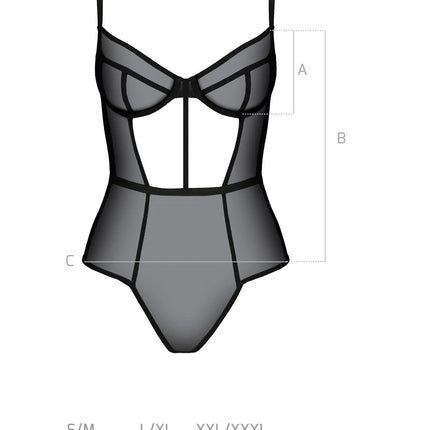 Schwarzer Netz-Body für Damen mit verstellbaren Trägern - Body
