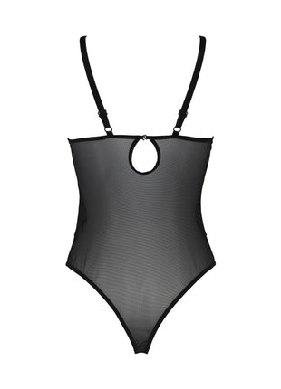 Schwarzer Netz-Body für Damen mit verstellbaren Trägern - Body