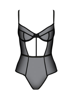 Schwarzer Netz-Body für Damen mit verstellbaren Trägern - Body
