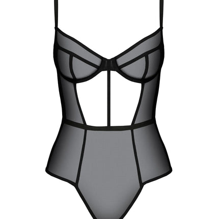 Schwarzer Netz-Body für Damen mit verstellbaren Trägern - Body