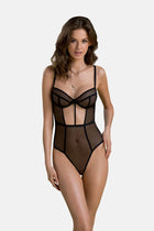 Schwarzer Netz-Body für Damen mit verstellbaren Trägern - S/M / schwarz - Body