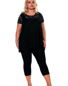 schwarzer Pyjama H182234 von Hamana - 2XL / schwarz - Nachtwäsche