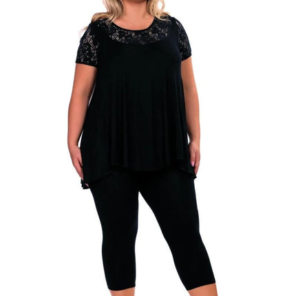 schwarzer Pyjama H182234 von Hamana - 2XL / schwarz - Nachtwäsche
