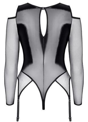 schwarzer Straps-Body TDTrude001 von Demoniq Total Domination Collection - Bodys
