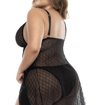 Schwarzes Babydoll Plus Size - MAL7498XBLK von Mapale - Babydolls