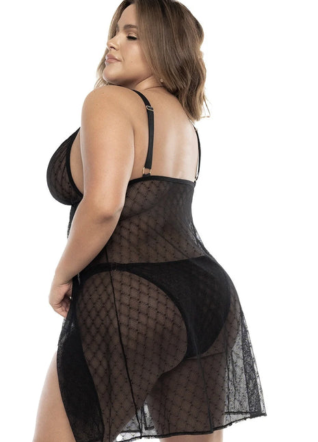 Schwarzes Babydoll Plus Size - MAL7498XBLK von Mapale - Babydolls