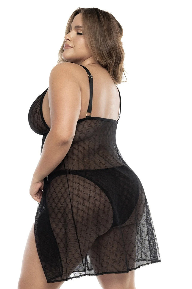 Schwarzes Babydoll Plus Size - MAL7498XBLK von Mapale - Babydolls