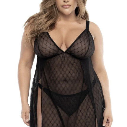 Schwarzes Babydoll Plus Size - MAL7498XBLK von Mapale - XL/2XL / Black - Babydolls