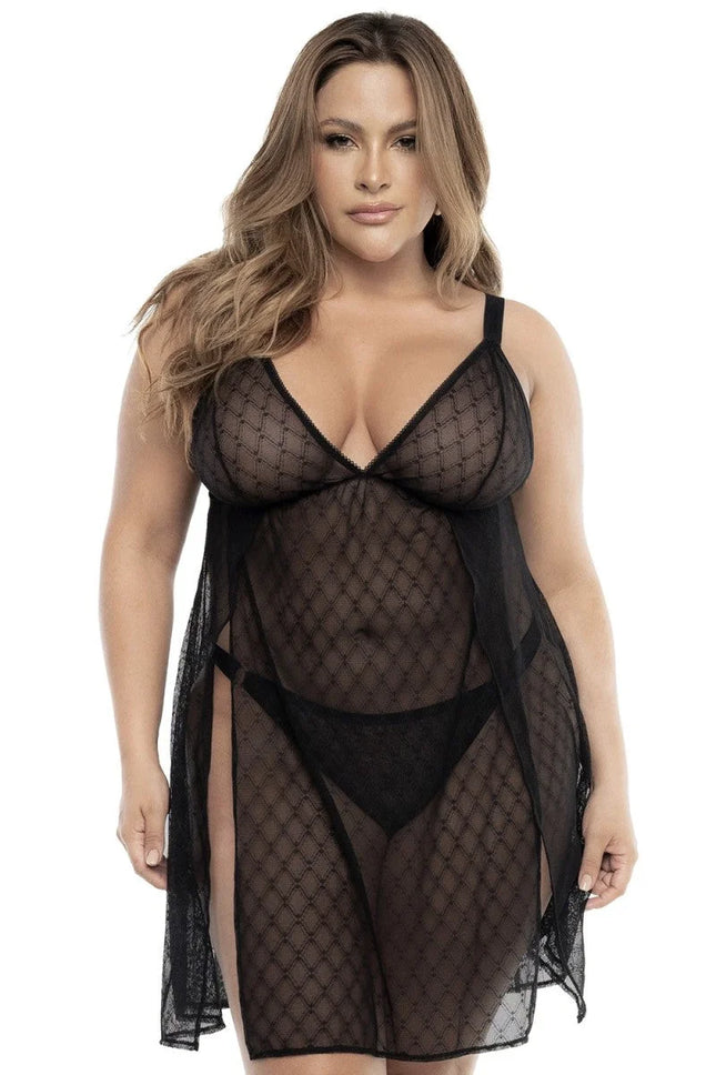 Schwarzes Babydoll Plus Size - MAL7498XBLK von Mapale - XL/2XL / Black - Babydolls