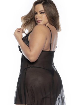 schwarzes Babydoll Plus Size - MAL7501XBLK von Mapale - Babydolls