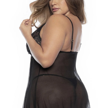 schwarzes Babydoll Plus Size - MAL7501XBLK von Mapale - Babydolls