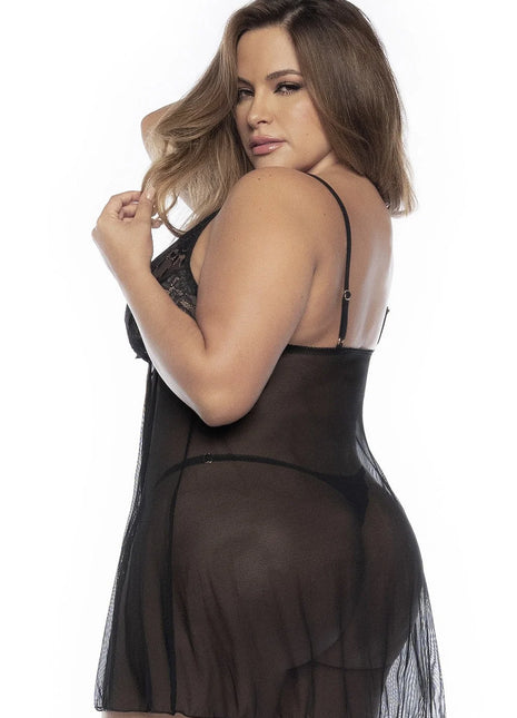 schwarzes Babydoll Plus Size - MAL7501XBLK von Mapale - Babydolls