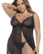 schwarzes Babydoll Plus Size - MAL7501XBLK von Mapale - XL/2XL / Black - Babydolls