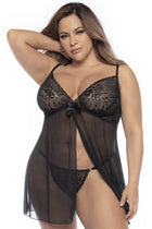 schwarzes Babydoll Plus Size - MAL7501XBLK von Mapale - XL/2XL / Black - Babydolls