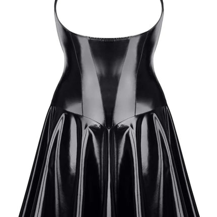 schwarzes Lack Miniklied TDJutta001 - 3XL - 3XL / schwarz - Minikleid