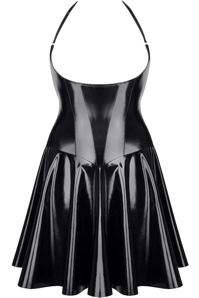 schwarzes Lack Miniklied TDJutta001 - 3XL - 3XL / schwarz - Minikleid