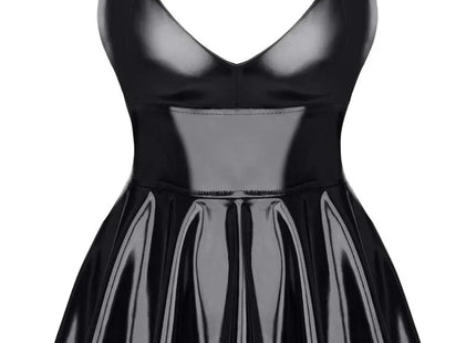 schwarzes Lack Miniklied TDSvenja001 von Demoniq - S / schwarz - Minikleid