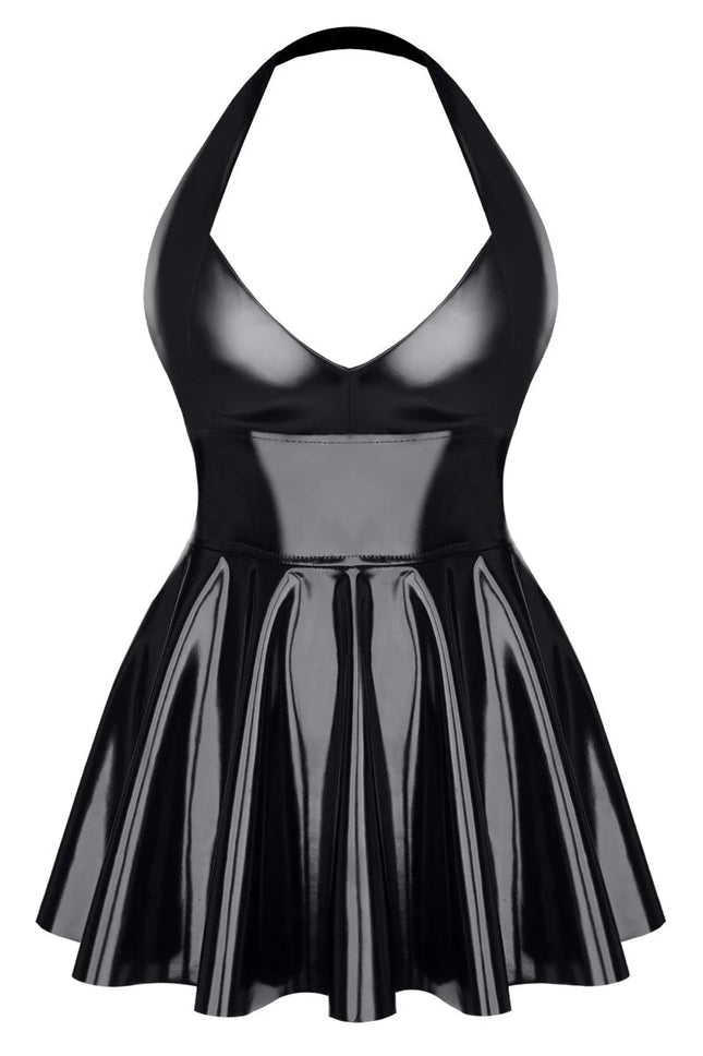 schwarzes Lack Miniklied TDSvenja001 von Demoniq - S / schwarz - Minikleid