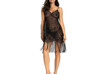 schwarzes Netzkleid mit Spitze H180971 von Hamana - Negligee