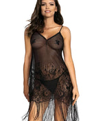 schwarzes Netzkleid mit Spitze H180971 von Hamana - S / Black - Negligee