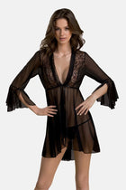 schwarzes Peignoir PA596618 von Passion - S/M / Black - Morgenmantel