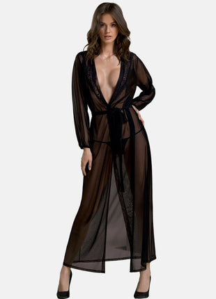 schwarzes Peignoir PA596660 von Passion - S/M / Black - Morgenmantel