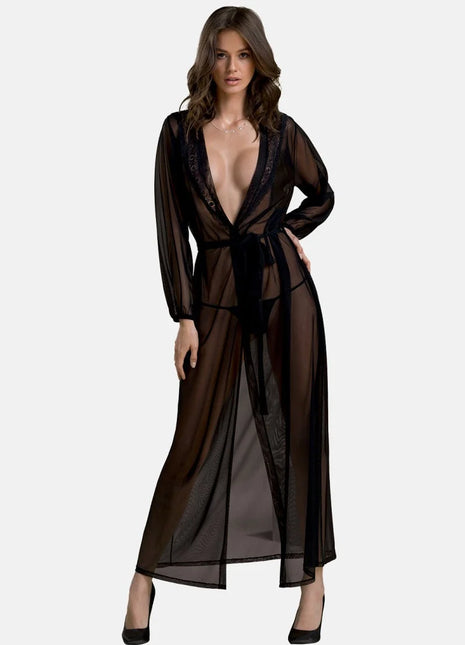 schwarzes Peignoir PA596660 von Passion - S/M / Black - Morgenmantel