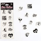 Schwarz-weiße temporäre tattoo sticker mit verspielten motiven und texten aus der secret play kinky collection