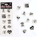 Schwarz-weiße temporäre tattoo sticker mit verspielten motiven und texten aus der secret play kinky collection