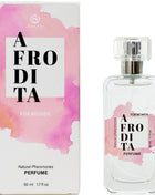 Aphrodite natürliche pheromone parfumspray 50 ml mit klarem glasflakon, silbernem sprühkopf und rosa aquarelldesign