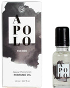 Secretplay apolo natürliches pheromon-parfümöl für männer in klarer glasflasche mit schwarzem deckel und passender box