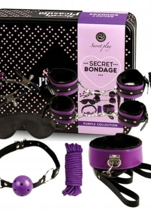 SECRETPLAY - BDSM SET 8PCS PURBLE / BLACK. - Bondage-Sets