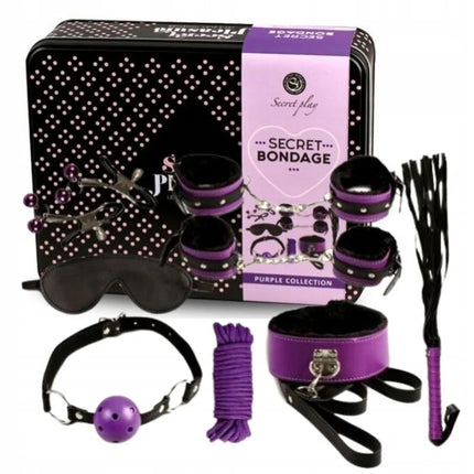 SECRETPLAY - BDSM SET 8PCS PURBLE / BLACK. - Bondage-Sets