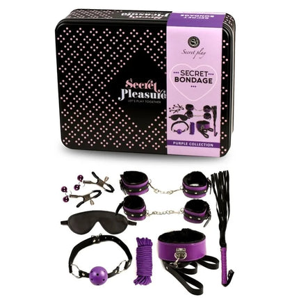 SECRETPLAY - BDSM SET 8PCS PURBLE / BLACK. - Bondage-Sets